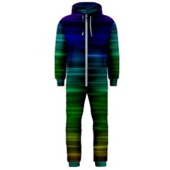 Blue And Green Lines Hooded Jumpsuit (men) by Ket1n9