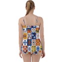 Mexican-talavera-pattern-ceramic-tiles-with-flower-leaves-bird-ornaments-traditional-majolica-style- Babydoll Tankini Set View2