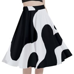 Cow Pattern A-line Full Circle Midi Skirt With Pocket