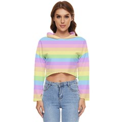 Cute Pastel Rainbow Stripes Women s Lightweight Cropped Hoodie by Ket1n9