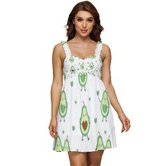 Cute-seamless-pattern-with-avocado-lovers Ruffle Strap Babydoll Chiffon Dress