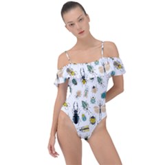 Insect Animal Pattern Frill Detail One Piece Swimsuit by Ket1n9