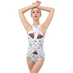 Cute-palm-volcano-seamless-pattern Cross Front Low Back Swimsuit by Ket1n9