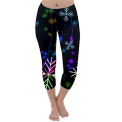 Snowflakes Snow Winter Christmas Capri Winter Leggings  by Grandong