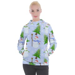 New Year Christmas Snowman Pattern, Women s Hooded Pullover by Grandong