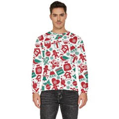 Background Vector Texture Christmas Winter Pattern Seamless Men s Fleece Sweatshirt by Grandong