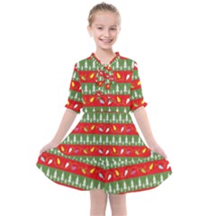 Christmas-papers-red-and-green Kids  All Frills Chiffon Dress