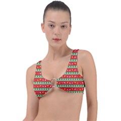 Christmas-papers-red-and-green Ring Detail Bikini Top by Grandong