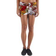 Funny Santa Claus Christmas Yoga Shorts by Grandong