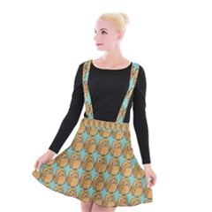 Owl-stars-pattern-background Suspender Skater Skirt by Grandong