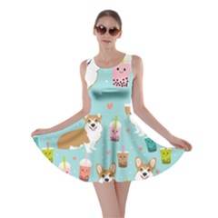 Welsh Corgi Boba Tea Bubble Cute Kawaii Dog Breed Skater Dress by Grandong