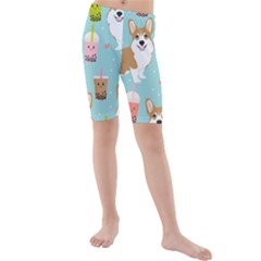 Welsh Corgi Boba Tea Bubble Cute Kawaii Dog Breed Kids  Mid Length Swim Shorts by Grandong