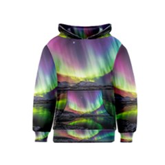 Aurora Borealis Polar Northern Lights Natural Phenomenon North Night Mountains Kids  Pullover Hoodie by Grandong