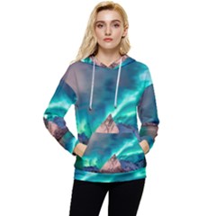 Amazing Aurora Borealis Colors Women s Lightweight Drawstring Hoodie by Grandong