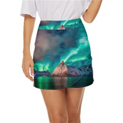 Amazing Aurora Borealis Colors Mini Front Wrap Skirt by Grandong