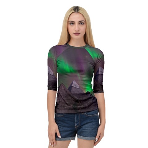 Aurora Northern Lights Celestial Magical Astronomy Quarter Sleeve Raglan T-shirt by Grandong