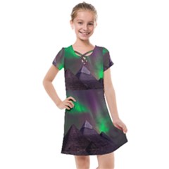 Aurora Northern Lights Celestial Magical Astronomy Kids  Cross Web Dress by Grandong