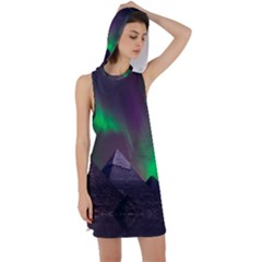 Aurora Northern Lights Celestial Magical Astronomy Racer Back Hoodie Dress by Grandong