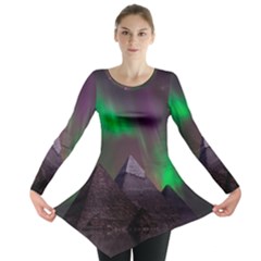 Fantasy Pyramid Mystic Space Aurora Long Sleeve Tunic  by Grandong