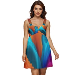 Colorful Fluid Art Abstract Modern Ruffle Strap Babydoll Chiffon Dress by Ravend