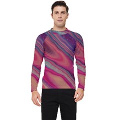 Stars Shimmering Galaxy Ocean Men s Long Sleeve Rash Guard