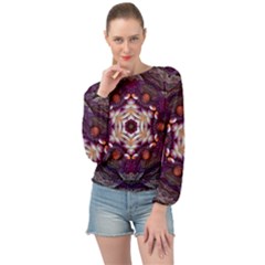 Rosette Kaleidoscope Mosaic Abstract Background Art Banded Bottom Chiffon Top