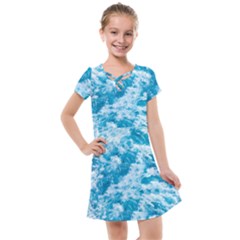 Blue Ocean Wave Texture Kids  Cross Web Dress by Jack14