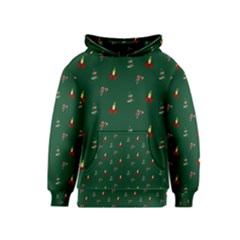 Christmas Green Pattern Background Kids  Pullover Hoodie by Pakjumat