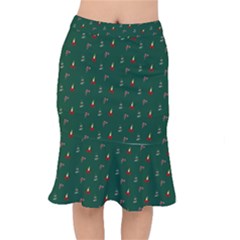 Christmas Green Pattern Background Short Mermaid Skirt by Pakjumat