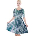 Blue Ocean Waves Quarter Sleeve A-Line Dress View1