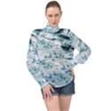 Ocean Wave High Neck Long Sleeve Chiffon Top View1