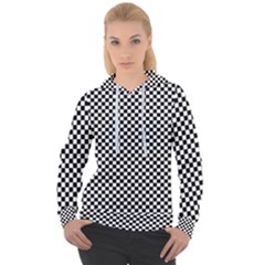 Black And White Checkerboard Background Board Checker Women s Overhead Hoodie by Amaryn4rt