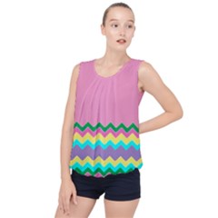 Easter Chevron Pattern Stripes Bubble Hem Chiffon Tank Top by Amaryn4rt