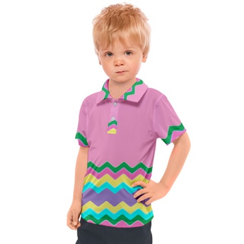 Easter Chevron Pattern Stripes Kids  Polo T-shirt by Amaryn4rt