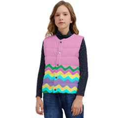 Easter Chevron Pattern Stripes Kid s Button Up Puffer Vest	 by Amaryn4rt