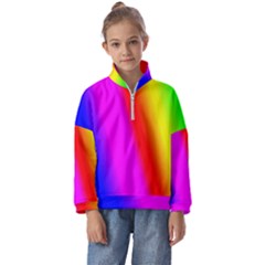 Multi-color-rainbow-background Kids  Half Zip Hoodie by Amaryn4rt