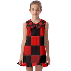 Black And Red Backgrounds- Kids  Pilgrim Collar Ruffle Hem Dress by Amaryn4rt