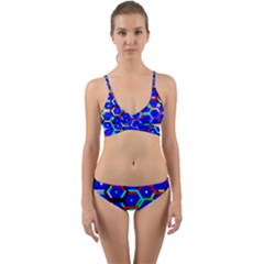 Blue Bee Hive Pattern Wrap Around Bikini Set by Amaryn4rt