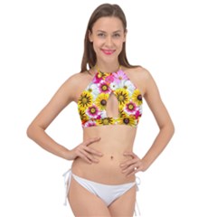 Flowers Blossom Bloom Nature Plant Cross Front Halter Bikini Top by Amaryn4rt