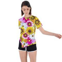 Flowers Blossom Bloom Nature Plant Asymmetrical Short Sleeve Sports T-shirt by Amaryn4rt