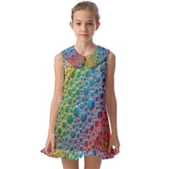 Bubbles Rainbow Colourful Colors Kids  Pilgrim Collar Ruffle Hem Dress by Amaryn4rt