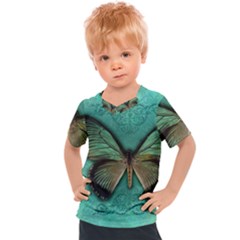 Butterfly Background Vintage Old Grunge Kids  Sports T-shirt