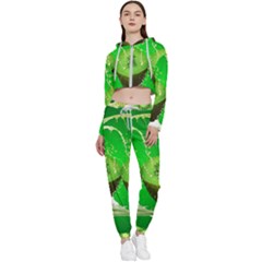 Kiwi Fruit Vitamins Healthy Cut Cropped Zip Up Lounge Set by Amaryn4rt