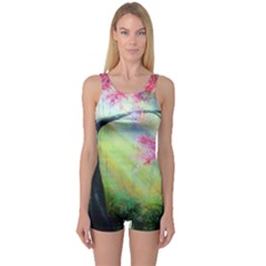 Forests Stunning Glimmer Paintings Sunlight Blooms Plants Love Seasons Traditional Art Flowers Sunsh One Piece Boyleg Swimsuit by Amaryn4rt