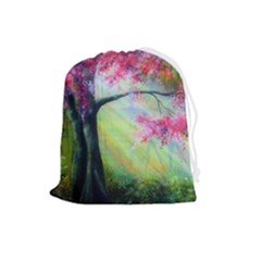 Forests Stunning Glimmer Paintings Sunlight Blooms Plants Love Seasons Traditional Art Flowers Sunsh Drawstring Pouch (large) by Amaryn4rt