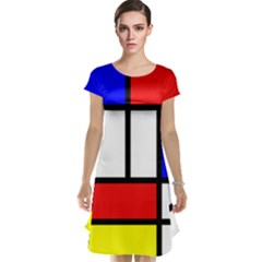 Mondrian-red-blue-yellow Cap Sleeve Nightdress