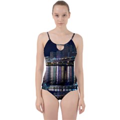 Cleveland Building City By Night Cut Out Top Tankini Set by Amaryn4rt