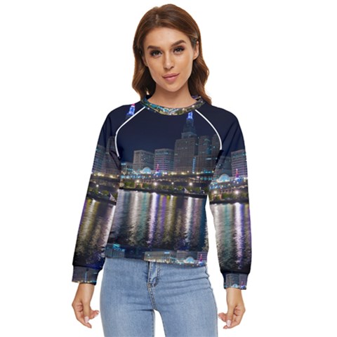 Cleveland Building City By Night Women s Long Sleeve Raglan T-shirt by Amaryn4rt