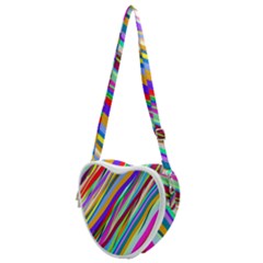 Multi-color Tangled Ribbons Background Wallpaper Heart Shoulder Bag by Amaryn4rt