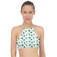 Christmas Trees Pattern Design Pattern Halter Bikini Top by Amaryn4rt